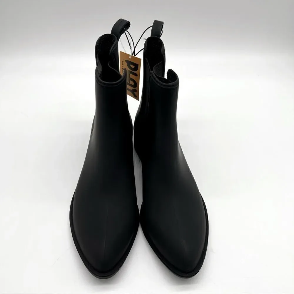 NWT Jeffrey Campbell PLAY Black Matte Rubber Ankle Boots Size 7
